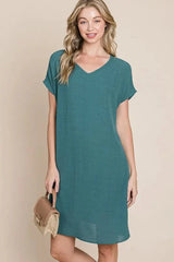 V-Neck Short Sleeve Dress