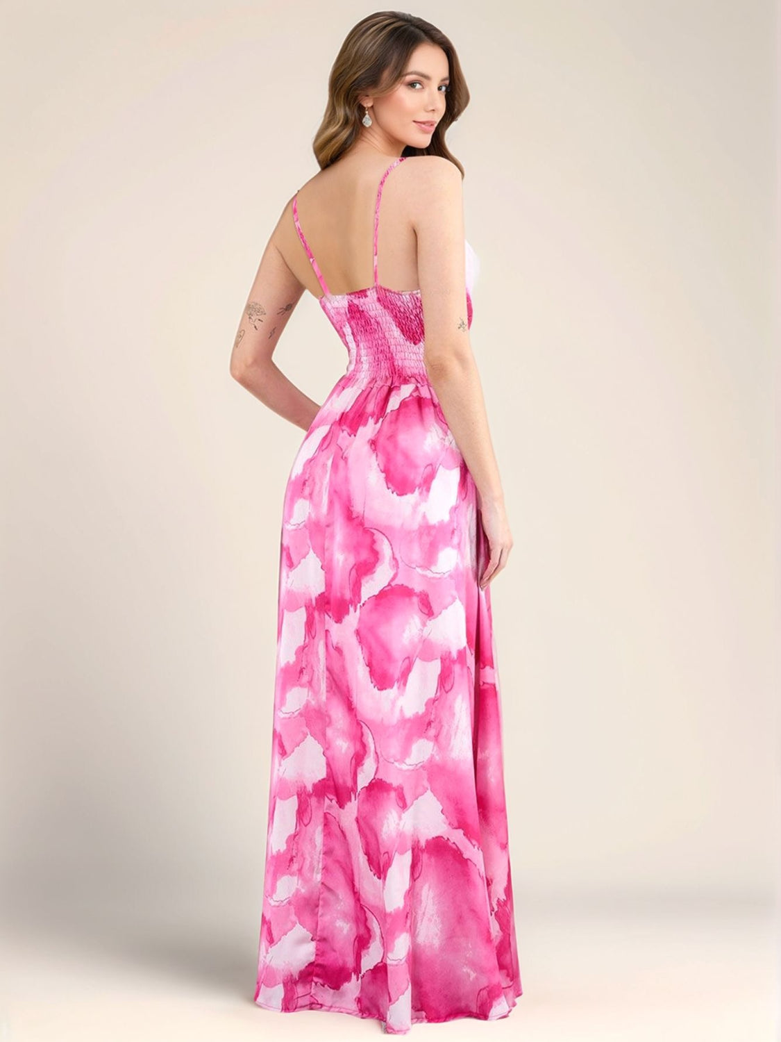 Smocked Back Tie-Dye Maxi Cami Dress