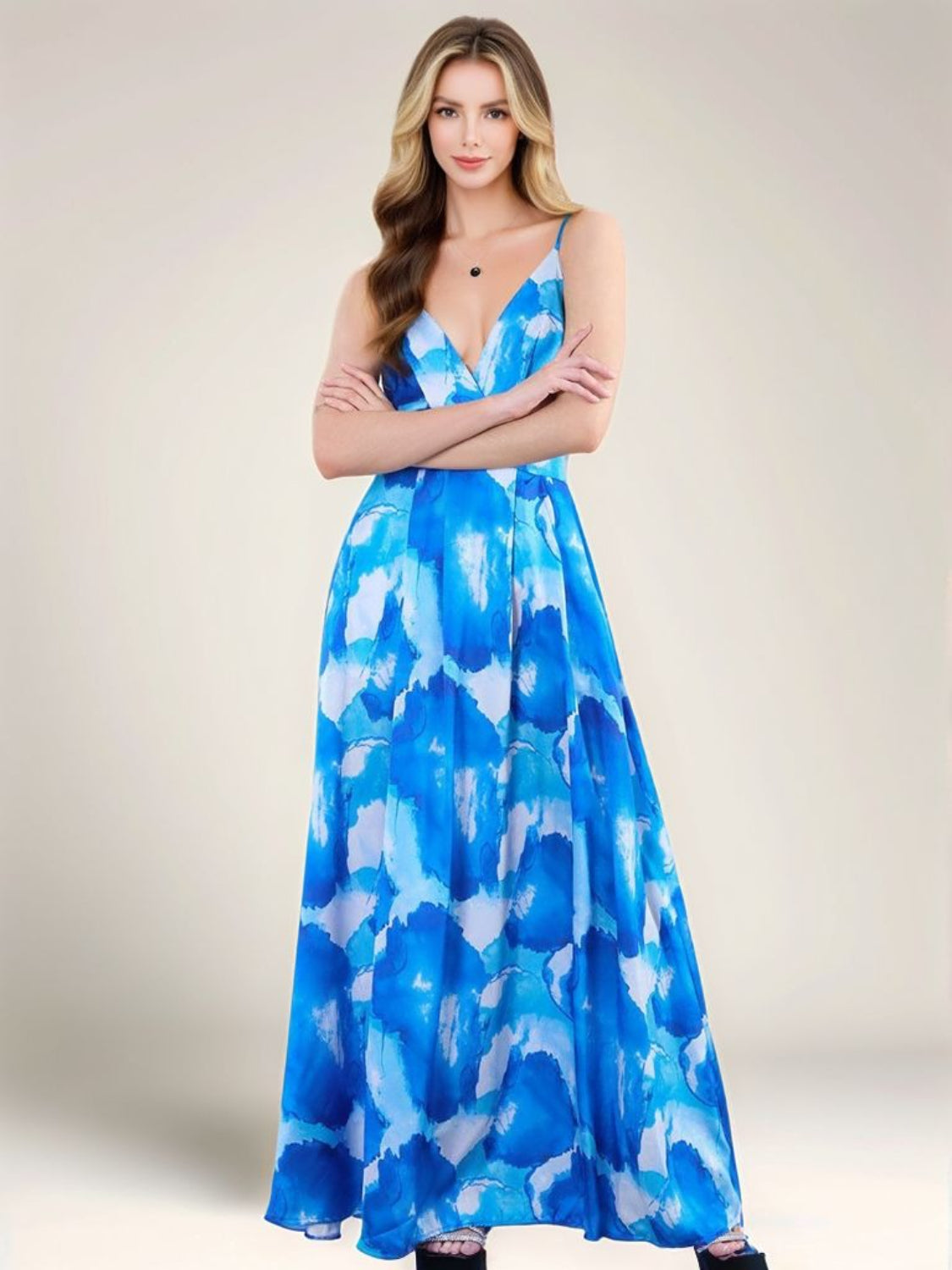 Smocked Back Tie-Dye Maxi Cami Dress