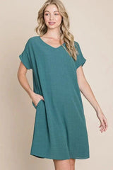 V-Neck Short Sleeve Dress