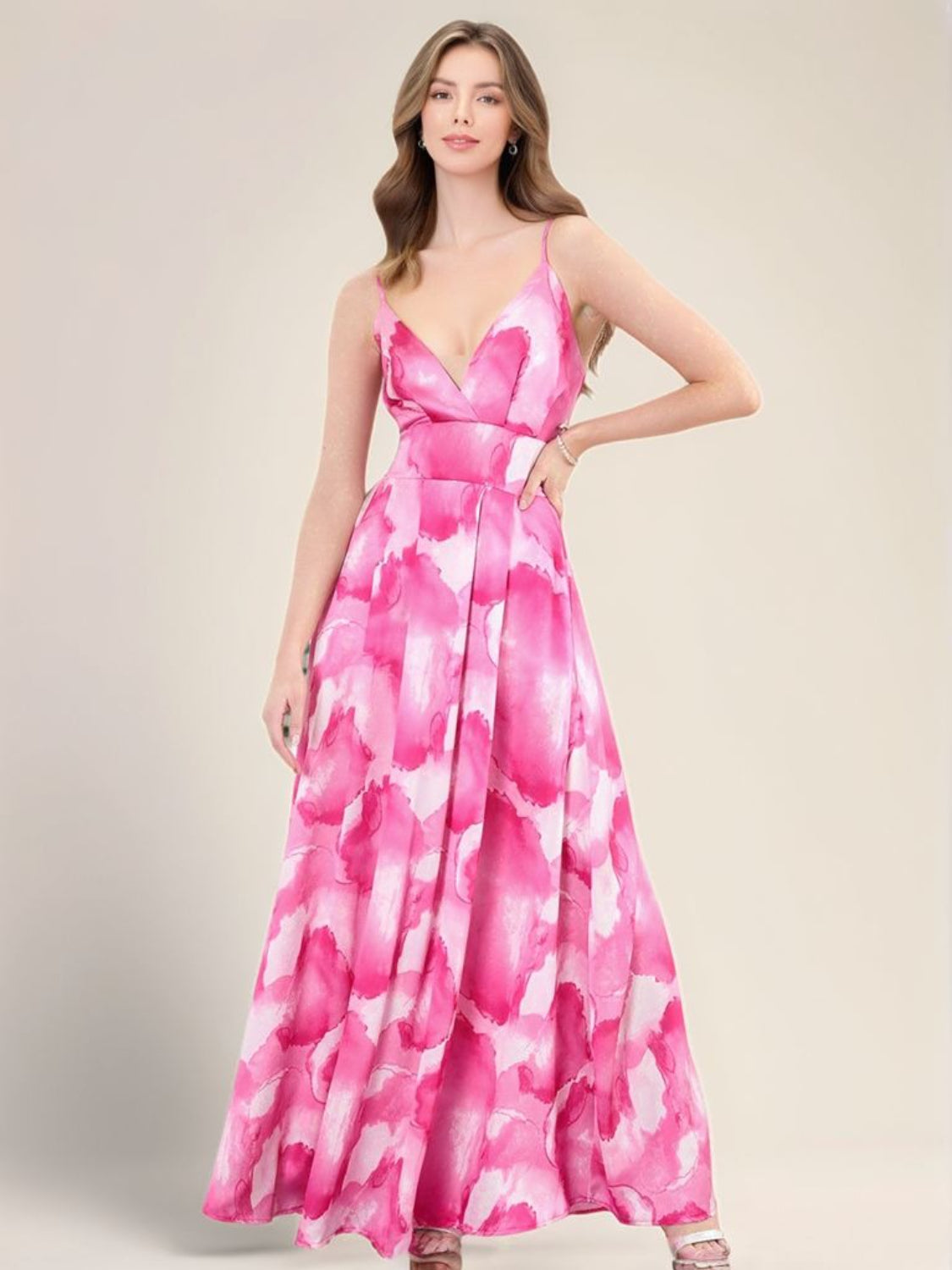 Smocked Back Tie-Dye Maxi Cami Dress