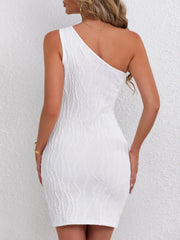 Textured Single Shoulder Mini Dress