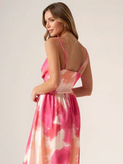 Smocked Back Tie-Dye Maxi Cami Dress