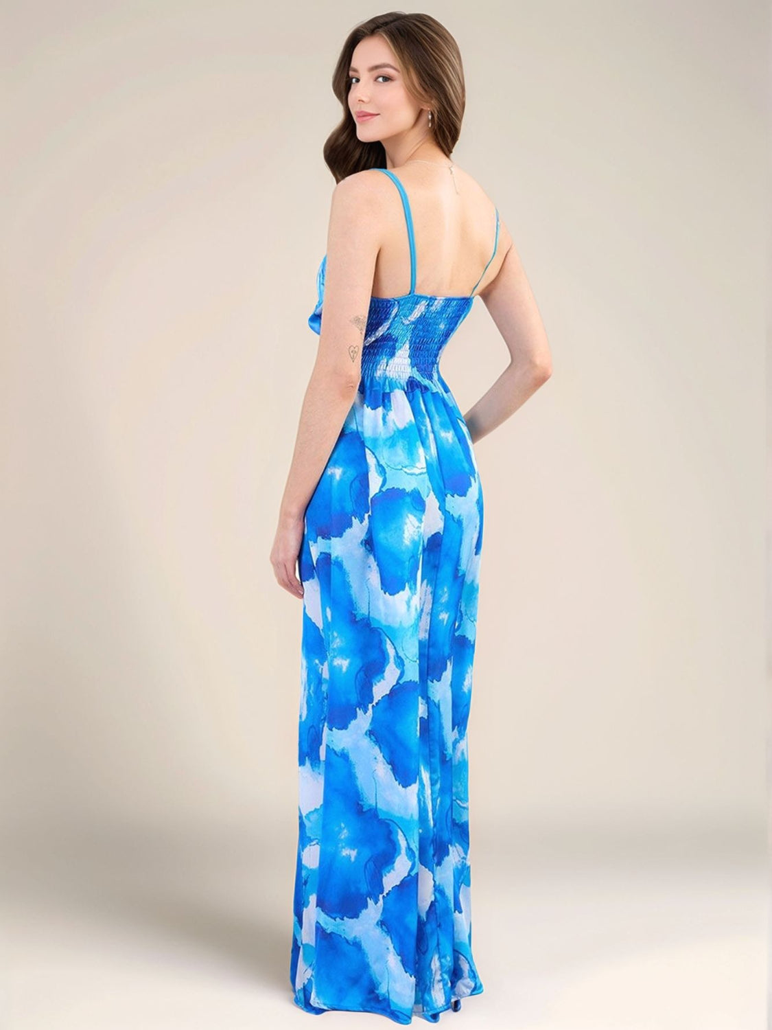 Smocked Back Tie-Dye Maxi Cami Dress