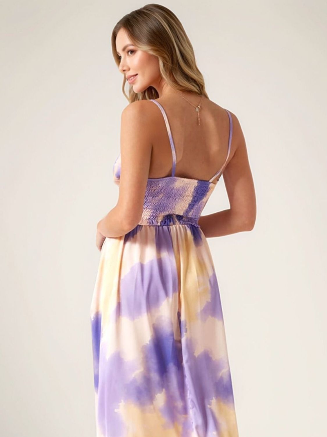 Smocked Back Tie-Dye Maxi Cami Dress