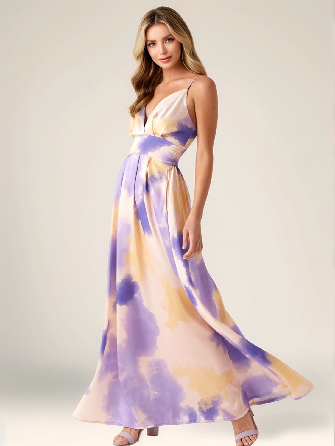 Smocked Back Tie-Dye Maxi Cami Dress