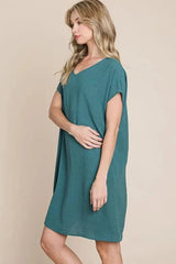 V-Neck Short Sleeve Dress